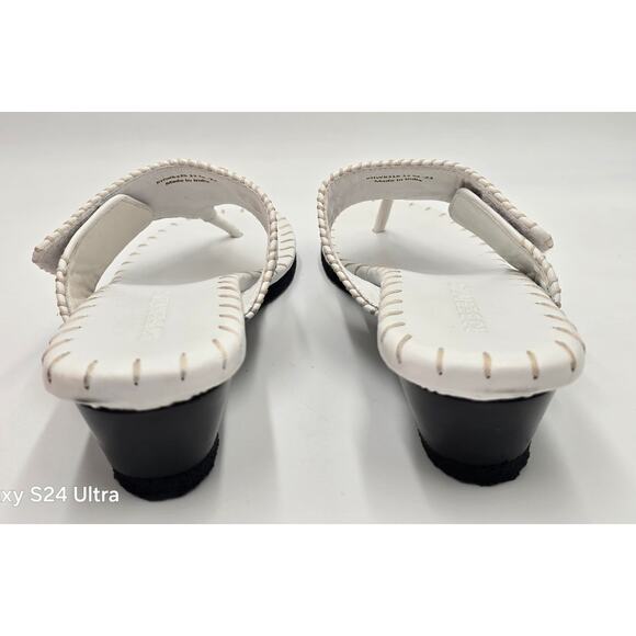 Robert Zur Thong Wedge Sandals White Leather Adjustable MSRP $295 Women's 11M - Picture 5 of 9